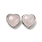 Brass Pave Natural Rose Quartz Heart Multi-Strand Links, Platinum, Cadmium Free & Lead Free, 18x18x10~10.5mm, Hole: 1.8mm