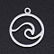 Non-Tarnish 201 Stainless Steel Laser Cut Pendants, Flat Round with Auspicious Cloud, Stainless Steel Color, 18.5x15.5x1mm, Hole: 1.4mm
