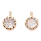 Brass Micro Pave Cubic Zirconia Charms, Cadmium Free & Nickel Free & Lead Free, Real 18K Gold Plated, Round, Clear, 5.5x4x3mm, Hole: 1.2mm