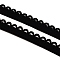 Nylon Elastic Cord, Flat with Laciness, Garment Accessories, Black, 12mm, about 10.94 Yards(10m)/Strand
