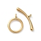 Ion Plating(IP) 304 Stainless Steel Ring Toggle Clasps, Real 18K Gold Plated, 13.5x11x1.5mm, Hole: 1.5mm, Bar: 7x19.5x3, Hole: 1.5mm