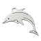 Non-Tarnish 304 Stainless Steel Pendants, Laser Cut, Stainless Steel Color, Ocean Animal Charm, Dolphin, 15.5x26.5x1mm, Hole: 2.5mm