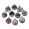 Natural Mixed Gemstone Pendants, with Red Copper Plated Brass Findings, Flat Round with Tree of Life, 64~67.5x50~51x6~7.5mm, Hole: 8x5~6.5mm