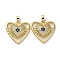 Brass Micro Pave Cubic Zirconia Pendants, Cadmium Free & Nickel Free & Lead Free, Heart with Evil Eye Charms, Real 18K Gold Plated, 22.5x23x5mm, Hole: 2.5x4mm