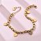 Punk Style 304 Stainless Steel Column Link Charm Bracelets for Women, Heart, with Cubic Zirconia, Real 18K Gold Plated, 6-3/4 inch(17cm)