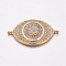 Brass Micro Pave Cubic Zirconia Links, Long-Lasting Plated, Lead Free & Cadmium Free, Eye, Golden, 16x29x4mm, Hole: 1.5mm
