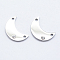 316 Surgical Stainless Steel Micro Pave Cubic Zirconia Links connectors, Moon, Clear, Stainless Steel Color, 15x10.5x2mm, Hole: 1mm