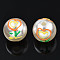ABS Plastic Imitation Pearl Beads, with Enamel, Round with Flower, Dark Orange, 12x11mm, Hole: 2mm