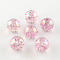 Round AB Color Transparent Acrylic Beads, with Colorful Glitter Powder, Pink, 14mm, Hole: 2mm, about 318pcs/500g