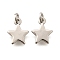 Brass Pendants, Star Charms, Rack Plating, Lasting Plated, Cadmium Free & Lead Free, with Jump Ring, Platinum, 9.5x7.5x1.5mm, Hole: 2mm