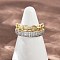 Brass Micro Pave Cubic Zirconia Cuff Rings for Women, Chain Shape, Real 18K Gold Plated, 9mm, Inner Diameter: 18mm