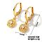 Fashionable Copper Inlaid Zircon Hoop Earrings, Elegant and Versatile Ear Accessories, Golden, Flower, 23x8mm