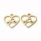 Ion Plating(IP) 304 Stainless Steel Charms, Manual Polishing, Heart, Golden, 12x13x1mm, Hole: 1.6mm