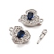 Brass Micro Pave Clear Cubic Zirconia Box Clasps, Cadmium Free & Nickel Free & Lead Free, with Glass, Flower, Platinum, 12.5x16.5x7.5mm, Hole: 1.2mm