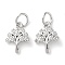 Rack Plating Brass Micro Pave Clear Cubic Zirconia Charms, Long-Lasting Plated, with Jump Rings, Tree, Platinum, 14x10x2mm