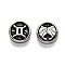 304 Stainless Steel Beads, Flat Round with Twelve Constellations, Antique Silver, Gemini, 10x4mm, Hole: 1.8mm