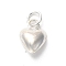 925 Sterling Silver Pendants, Puffed Heart Charms with Jump Rings, Silver, 8x6x3mm, Hole: 2mm