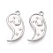 304 Stainless Steel Pendants, Yin-yang with Moon & Star, Anti-Tarnish, Stainless Steel Color, 26.5x14x2mm, Hole: 1.8mm