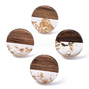 Серьги-гвоздики из прозрачной смолы и орехового дерева MAK-N032-008A-F01