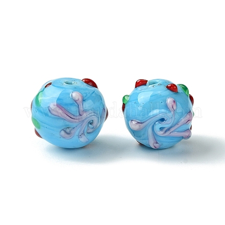 Ручной работы ухабистым Шарики Lampwork FOIL-B001-08E-1