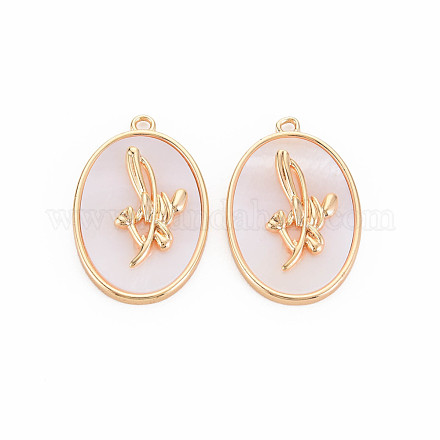 Подвески из латуни с цветочным принтом KK-S364-283-1