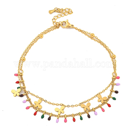 Браслеты на ногу из нержавеющей стали 304 boho с эмалью AJEW-P125-01C-G-1