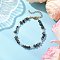 Natural Apatite Chip Beaded Bracelets for Women, with 304 Stainless Steel Chain Extenders and Glass Bead, 7-3/8 inch(18.6cm)