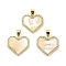 Rack Plating Real 18K Gold Plated Brass Pendants, with Cubic Zirconia and Shell, Long-Lasting Plated, Lead Free & Cadmium Free, Heart, Seashell Color, 18x18x2.5mm, Hole: 5x3.5mm