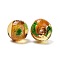 Handmade Silver Foil Glass Beads, Round, Goldenrod, 12mm, Hole: 1.6mm