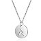 Non-Tarnish 201 Stainless Steel Initial Pendants Necklaces, with Cable Chains, Flat Round with Letter, Stainless Steel Color, Letter.A, 16.3 inch(40cm), 1mm