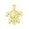 Brass Micro Pave Clear Cubic Zirconia Connector Charms, Cadmium Free & Lead Free, Turtle Links, Real 16K Gold Plated, 18x13.5x3.5mm, Hole: 1.2mm