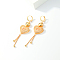 Heart Tassel Brass Hoop Earrings, Real 18K Gold Plated, 72x19mm