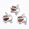 Synthetic Goldstone Kitten Pendants, with Platinum Tone Brass Findings, Cartoon Cat Shape, 28x30x9mm, Hole: 5x7mm