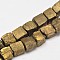 Nuggets Electroplated Natural Pyrite Beads Strands, Golden Plated, 9~11mm, Hole: 1mm, about 31~42pcs/strand, 15 inch
