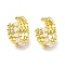 Brass Cuff Earrings with ABS Imitation Pearl Beaded, Non Piercing Earrings, Real 18K Gold Plated, 13.5x6mm