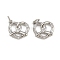 Brass Micro Pave Cubic Zirconia Pendants, Pretzel Charms, with Jump Ring, Rack Plating, Long-Lasting Plated, Lead Free & Cadmium Free, Platinum, 13x14x3mm, Hole: 3.5mm