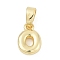 Brass Charms, Letter, Cadmium Free & Lead Free, Long-Lasting Plated, Rack Plating, Letter O, 10x7x2.5mm, Hole: 3x5mm