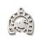 Non-Tarnish 304 Stainless Steel Charms, Laser Cut, Horseshoe with Horse Charm, Stainless Steel Color, 13.5x12x1mm, Hole: 1.2mm