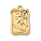 304 Stainless Steel Rhinestone Pendants, Rectangle & Sun, Golden, 20.5x12.5x3mm, Hole: 3mm
