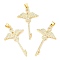Rack Plating Brass Micro Pave Cubic Zirconia Pendants, Long-Lasting Plated, Lead Free & Cadmium Free, Wing, Real 18K Gold Plated, 38x22.5x2.5mm, Hole: 4x3.5mm