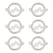 6Pcs Brass Micro Pave Clear Cubic Zirconia Connector Charms, Lead Free & Nickel Free & Cadmium Free, Hollow Flat Round Links with Mountain, Platinum, 12x15.5x2mm, Hole: 1mm