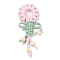Polycotton Fabric Big Pendants, with Wood Beaded, Flower of Life Charms, Pink, 137~142x52~55x11.5mm, Hole: 5x5mm