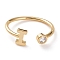 Brass Micro Pave Clear Cubic Zirconia Cuff Rings, Open Rings, Long-Lasting Plated, Real 18K Gold Plated, Letter.I, US Size 6, Inner Diameter: 17mm