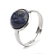 Half Round Natural Sodalite Finger Rings, 304 Stainless Steel Adjustable Rings for Women, Round: 10mm, US Size 6(16.5mm), 3mm