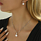 Fashionable and Elegant Imitation Pearl Necklace & Stud Earrings Sets, 201 Stainless Steel Sets for Women