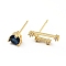 Cubic Zirconia Constellation Asymmetrical Earrings, Real 18K Gold Plated Brass Stud Earrings, Cadmium Free & Lead Free, Virgo, 6x15.5mm, 6x6mm, Pin: 0.7mm