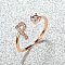 Brass Micro Pave Cubic Zirconia Cuff Rings for Women, Open Rings, Rose Gold, Letter P, Inner Diameter: 16~19mm