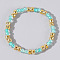 Glass Seed Beads Finger Rings for Women, Cyan