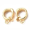 Brass Fold Over Clasps, Cadmium Free & Nickel Free & Lead Free, with Loop, Real 18K Gold Plated, 10x7x2.5mm, Hole: 1.2mm