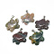 Natural Indian Agate Pendants, with Stainless Steel Snap On Bails, Tortoise, 41~43x35~37x7~10mm, Hole: 6x4mm